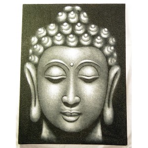 Obraz Hlava buddhy - šedý